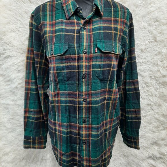 Levis Man's The Worker Relaxed Plaid Flannel Cotton Shirt - Picture 1 of 7